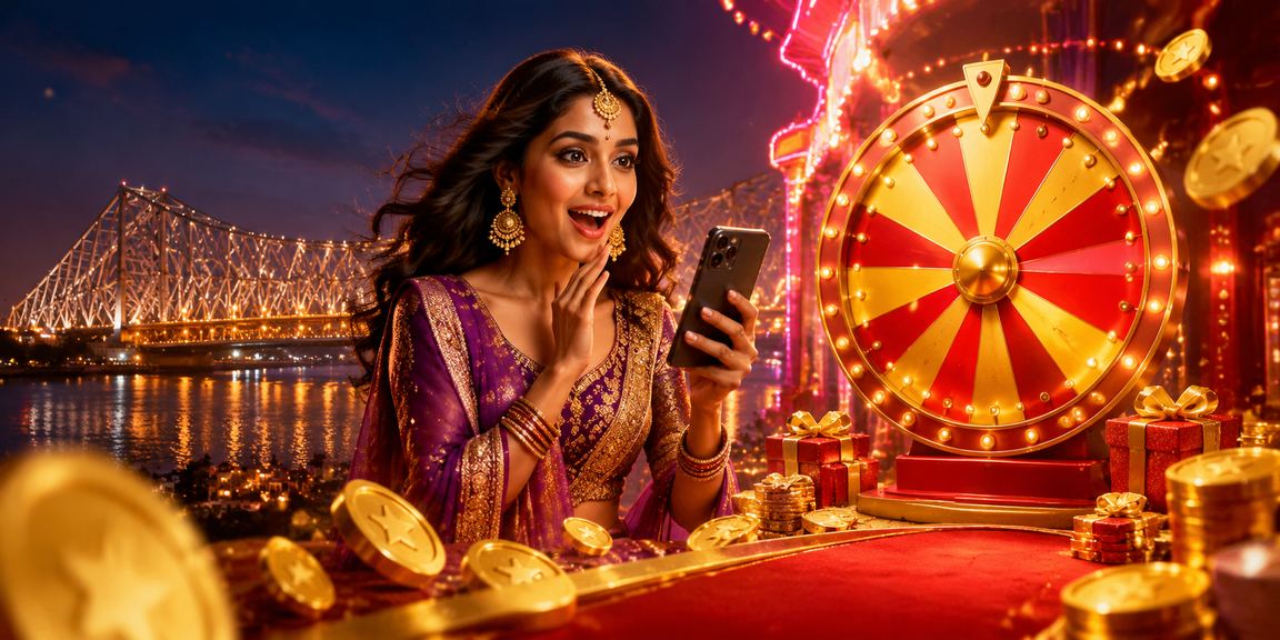 Roulette wheel and chips with Bollywood poster in Kolkata casino